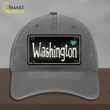 Washington Flag Script Novelty License Plate Hat Unconstructed Cotton / Charcoal