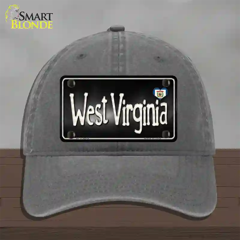 West Virginia Flag Script Novelty License Plate Hat Unconstructed Cotton / Charcoal