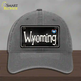 Wyoming Flag Script Novelty License Plate Hat Unconstructed Cotton / Charcoal