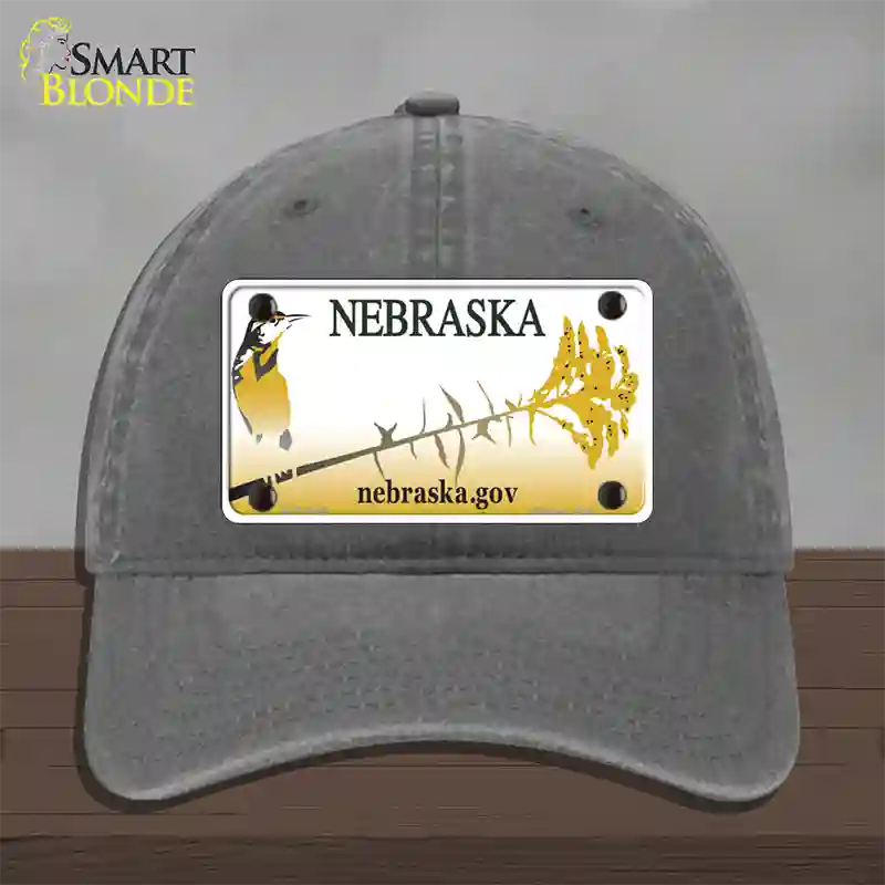 Nebraska Blank Novelty License Plate Hat Unconstructed Cotton / Charcoal