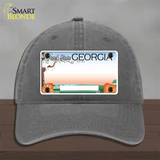 Georgia Peach Blank Novelty License Plate Hat Unconstructed Cotton / Charcoal