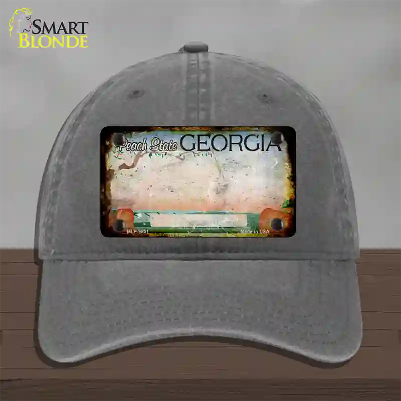 Georgia Peach Rusty Blank Novelty License Plate Hat Unconstructed Cotton / Charcoal