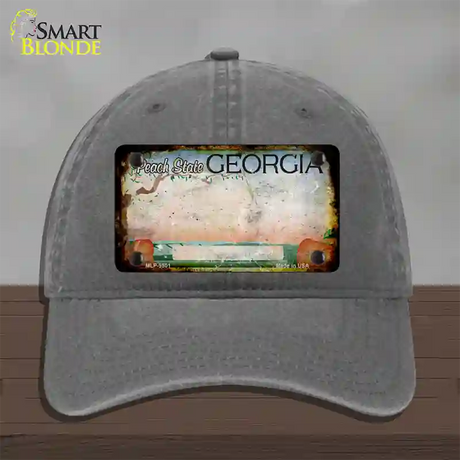 Georgia Peach Rusty Blank Novelty License Plate Hat Unconstructed Cotton / Charcoal