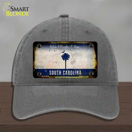 South Carolina I Breathe Rusty Blank Novelty License Plate Hat Unconstructed Cotton / Charcoal