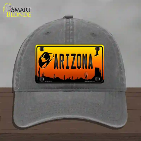 Cowboy Hat Arizona Scenic Novelty License Plate Hat Unconstructed Cotton / Charcoal