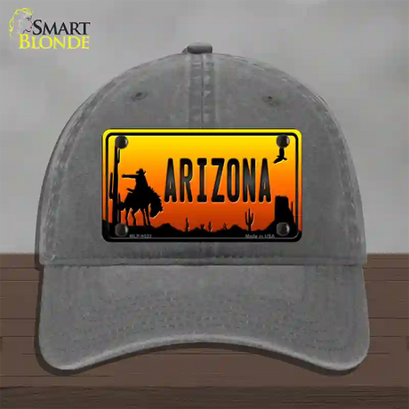 Rodeo Arizona Scenic Novelty License Plate Hat Unconstructed Cotton / Charcoal