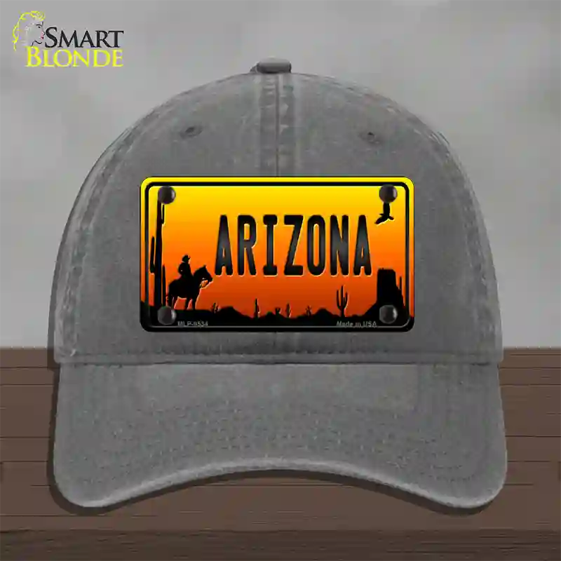 Cowboy Arizona Scenic Novelty License Plate Hat Unconstructed Cotton / Charcoal