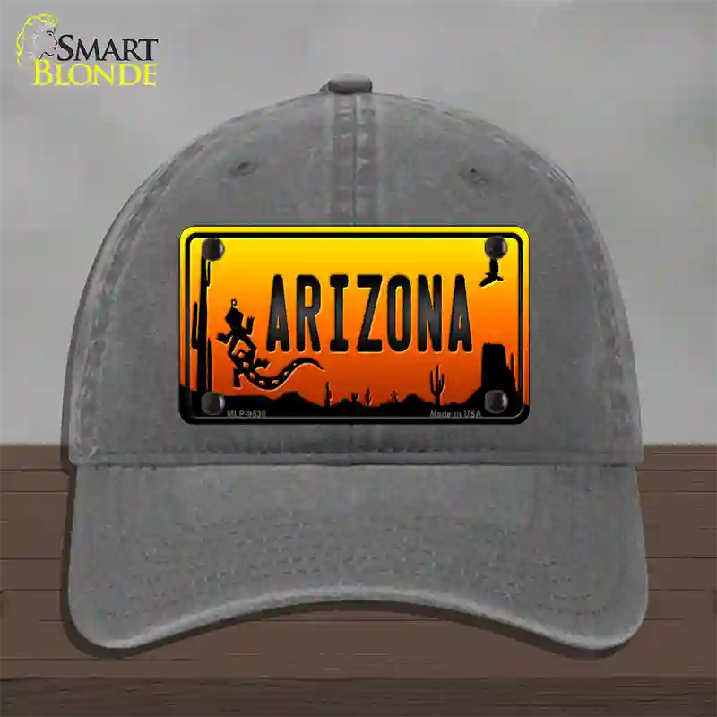 Lizard Arizona Scenic Novelty License Plate Hat Unconstructed Cotton / Charcoal