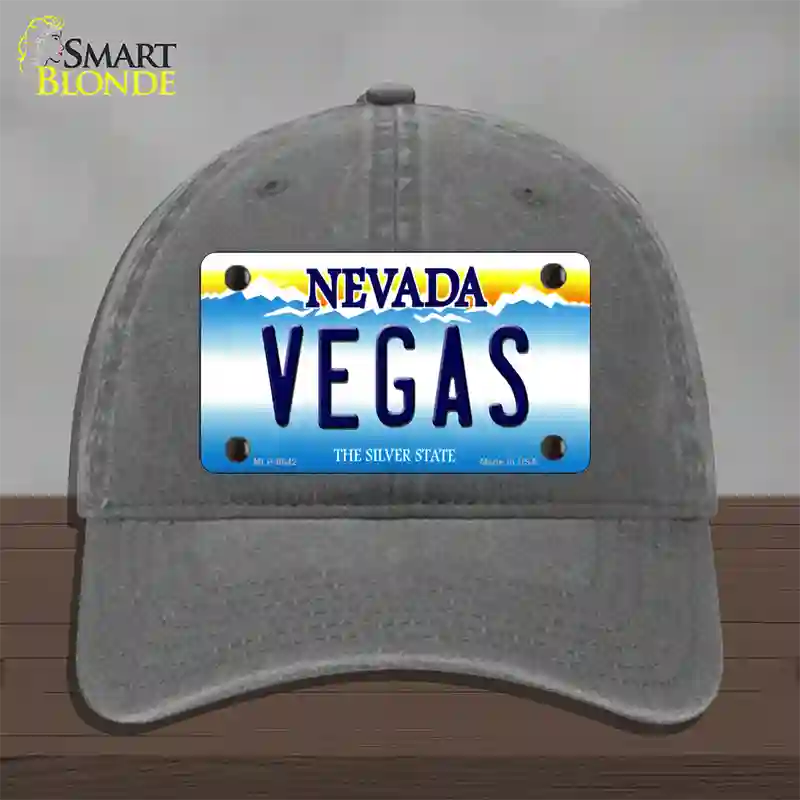 Vegas Nevada Novelty License Plate Hat Unconstructed Cotton / Charcoal