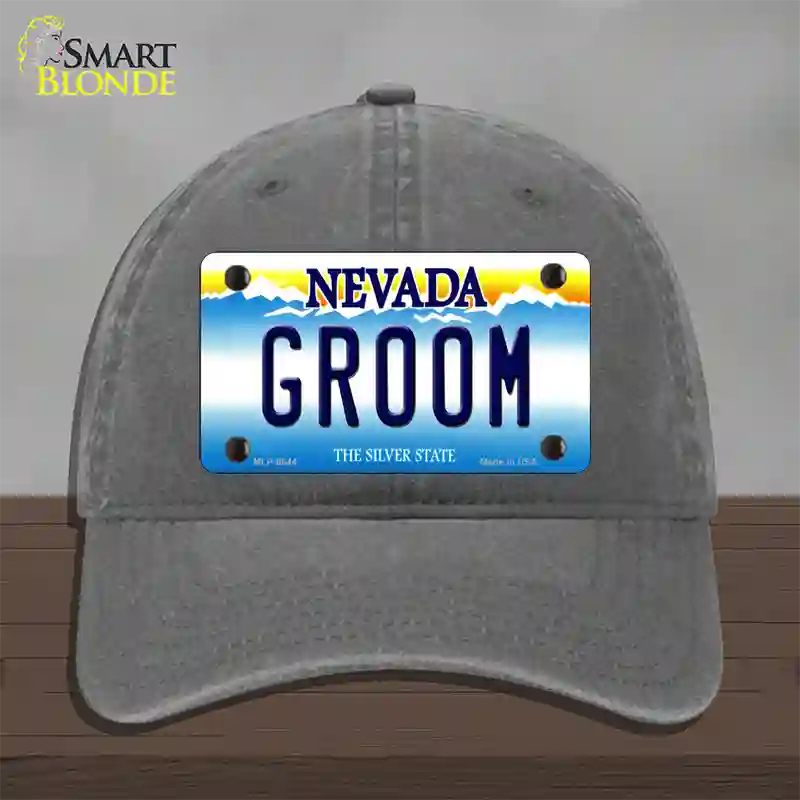 Groom Nevada Novelty License Plate Hat Unconstructed Cotton / Charcoal