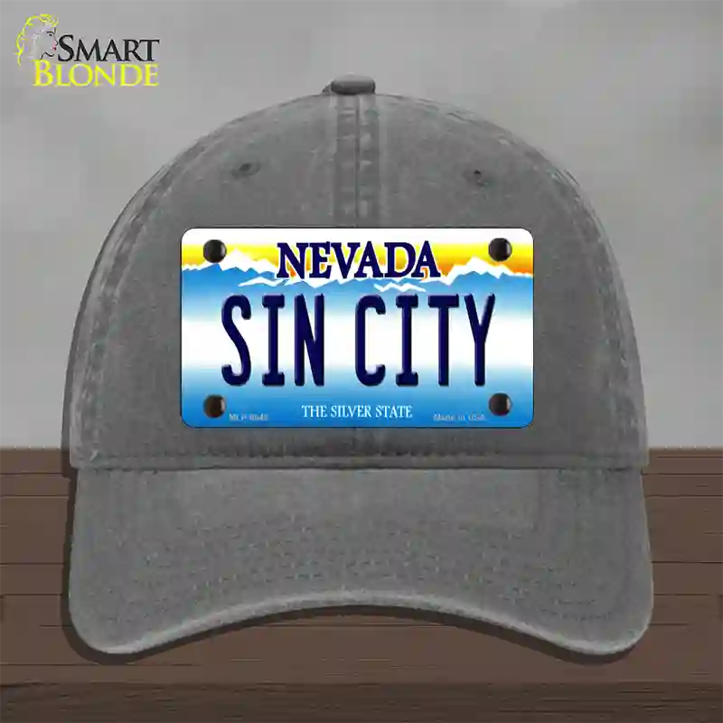 Sin City Nevada Novelty License Plate Hat Unconstructed Cotton / Charcoal