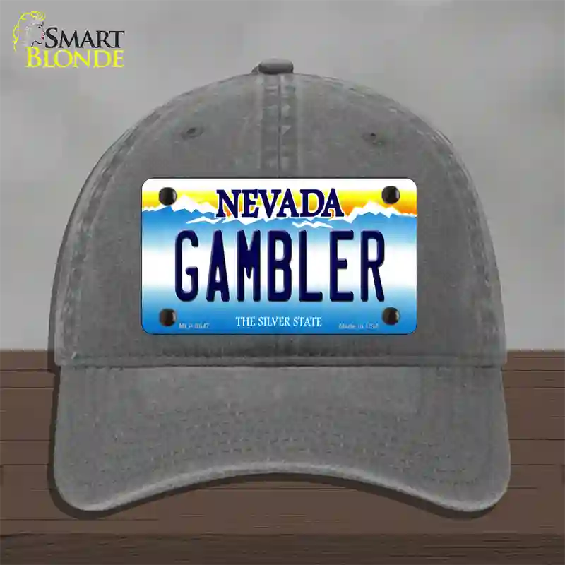 Gambler Nevada Novelty License Plate Hat Unconstructed Cotton / Charcoal