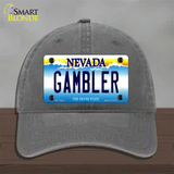 Gambler Nevada Novelty License Plate Hat Unconstructed Cotton / Charcoal