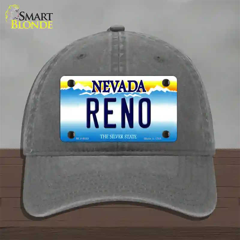 Reno Nevada Novelty License Plate Hat Unconstructed Cotton / Charcoal