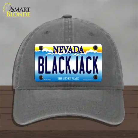 Black Jack Nevada Novelty License Plate Hat Unconstructed Cotton / Charcoal