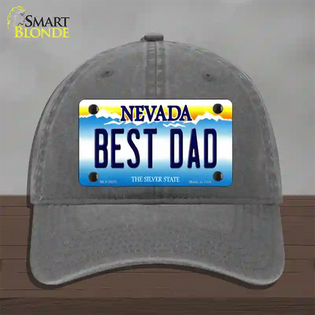 Best Dad Nevada Novelty License Plate Hat Unconstructed Cotton / Charcoal