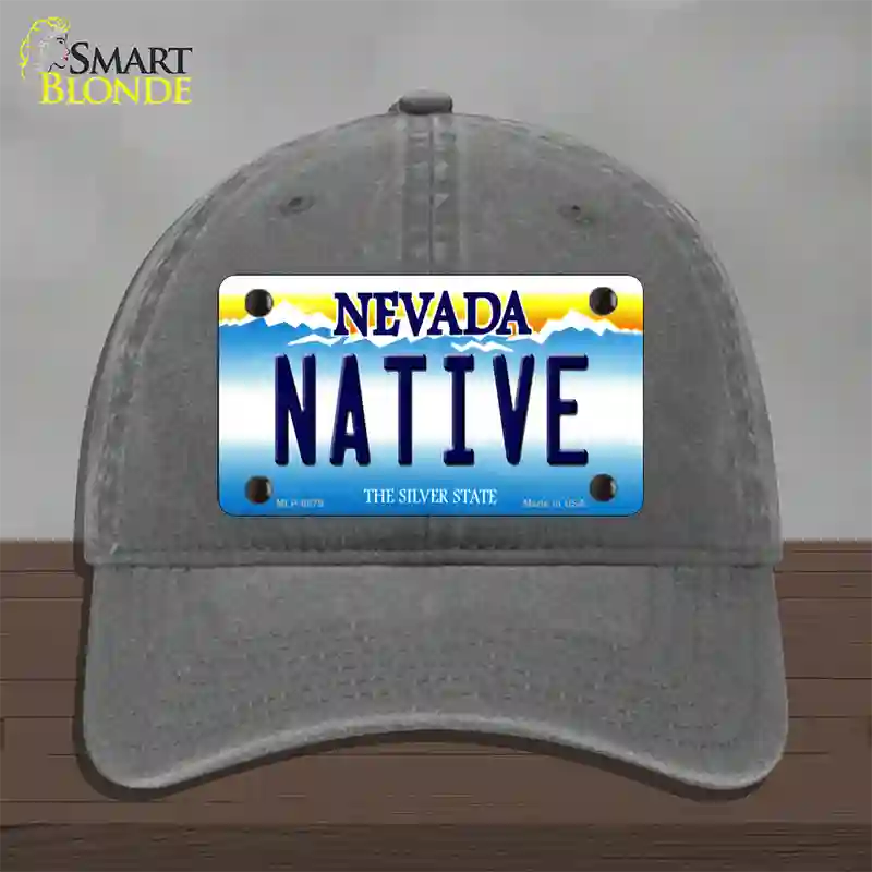 Native Nevada Novelty License Plate Hat Unconstructed Cotton / Charcoal