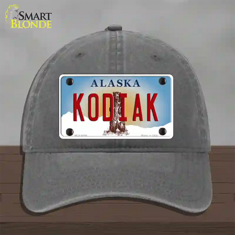 Kodiak Alaska State Novelty License Plate Hat Unconstructed Cotton / Charcoal