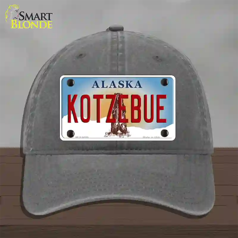 Kotzebue Alaska State Novelty License Plate Hat Unconstructed Cotton / Charcoal