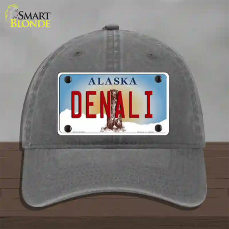 Denali Alaska State Novelty License Plate Hat Unconstructed Cotton / Charcoal