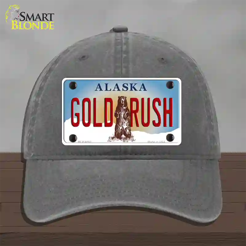 Gold Rush Alaska State Novelty License Plate Hat Unconstructed Cotton / Charcoal