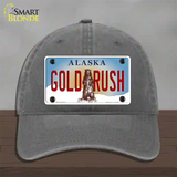 Gold Rush Alaska State Novelty License Plate Hat Unconstructed Cotton / Charcoal