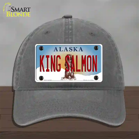 King Salmon Alaska State Novelty License Plate Hat Unconstructed Cotton / Charcoal