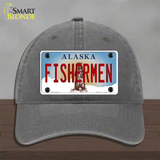 Fishermen Alaska State Novelty License Plate Hat Unconstructed Cotton / Charcoal