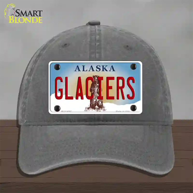 Glaciers Alaska State Novelty License Plate Hat Unconstructed Cotton / Charcoal