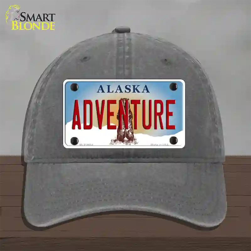 Adventure Alaska State Novelty License Plate Hat Unconstructed Cotton / Charcoal