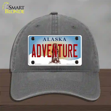 Adventure Alaska State Novelty License Plate Hat Unconstructed Cotton / Charcoal