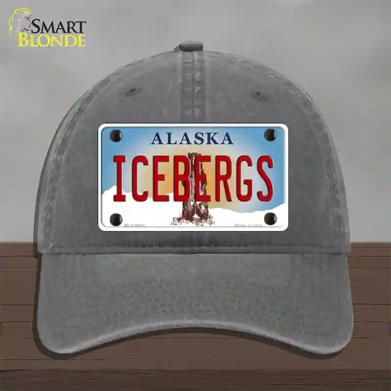 Icebergs Alaska State Novelty License Plate Hat Unconstructed Cotton / Charcoal