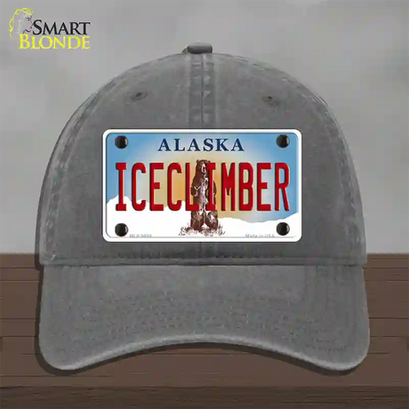 Ice Climber Alaska State Novelty License Plate Hat Unconstructed Cotton / Charcoal