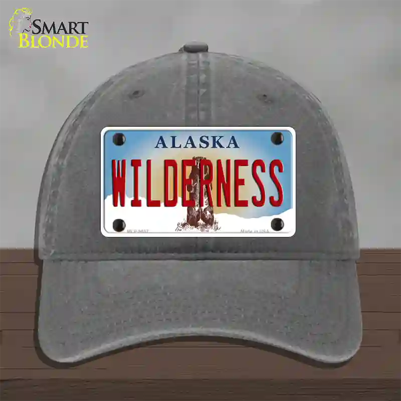 Wilderness Alaska State Novelty License Plate Hat Unconstructed Cotton / Charcoal