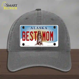 Best Mom Alaska State Novelty License Plate Hat Unconstructed Cotton / Charcoal