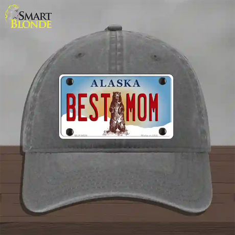 Best Mom Alaska State Novelty License Plate Hat Unconstructed Cotton / Charcoal