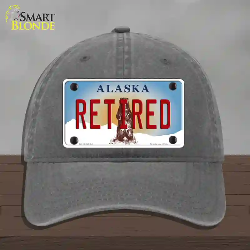 Retired Alaska State Novelty License Plate Hat Unconstructed Cotton / Charcoal