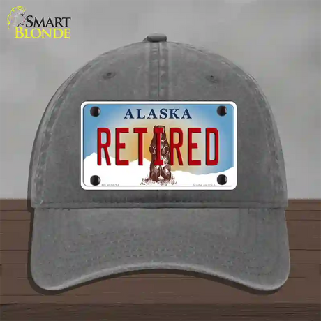 Retired Alaska State Novelty License Plate Hat Unconstructed Cotton / Charcoal