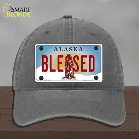 Blessed Alaska State Novelty License Plate Hat Unconstructed Cotton / Charcoal