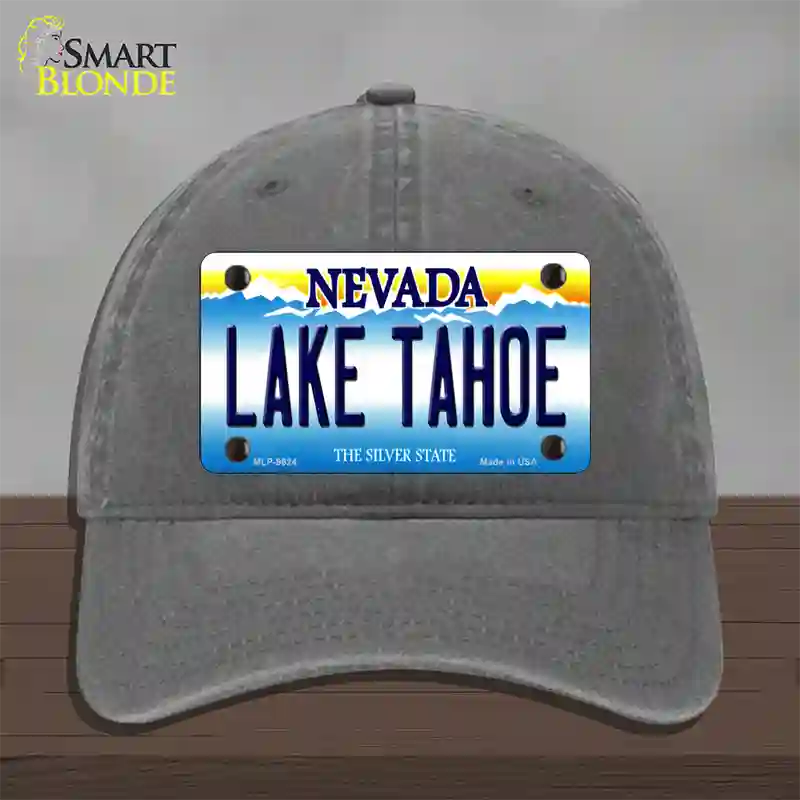 Lake Tahoe Nevada Novelty License Plate Hat Unconstructed Cotton / Charcoal