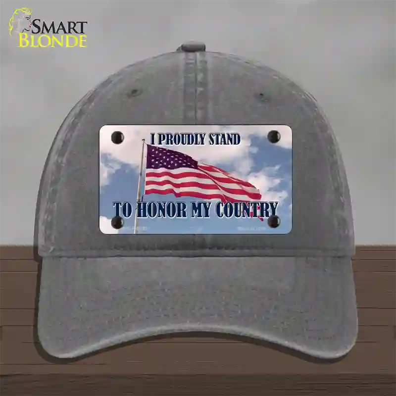 Proudly Stand Novelty License Plate Hat Unconstructed Cotton / Charcoal