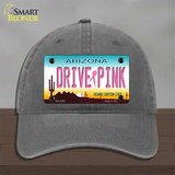 Drive Pink Arizona Novelty License Plate Hat Unconstructed Cotton / Charcoal