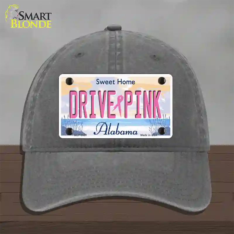 Drive Pink Alabama Novelty License Plate Hat Unconstructed Cotton / Charcoal