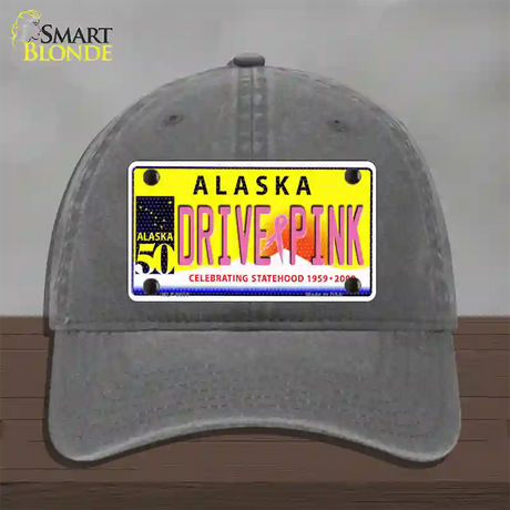 Drive Pink Alaska Novelty License Plate Hat Unconstructed Cotton / Charcoal