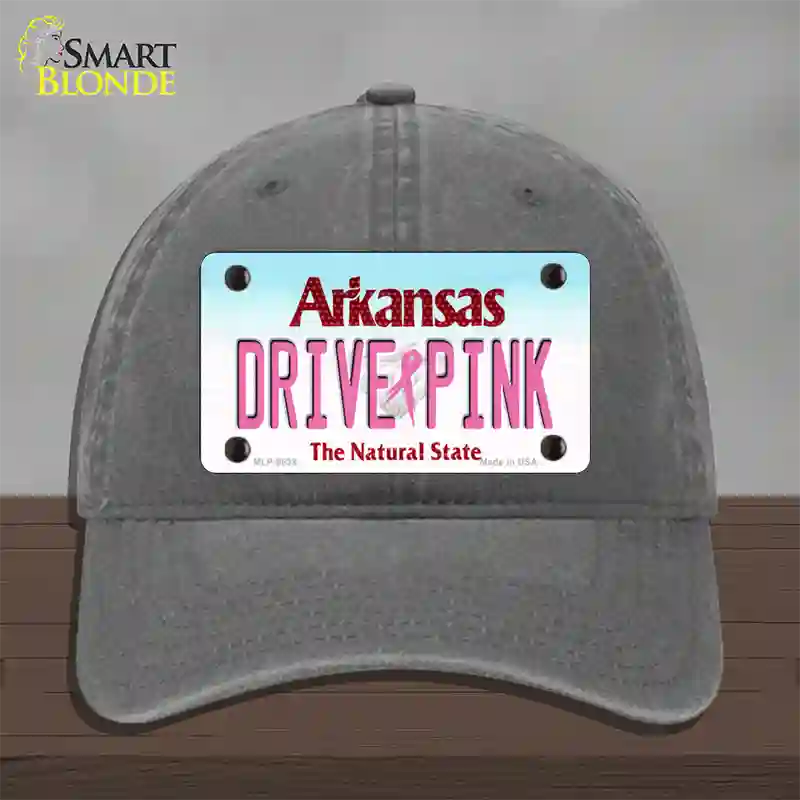 Drive Pink Arkansas Novelty License Plate Hat Unconstructed Cotton / Charcoal