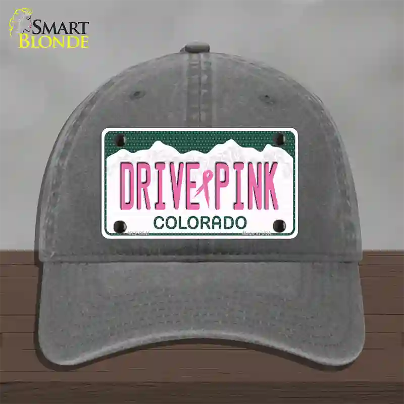 Drive Pink Colorado Novelty License Plate Hat Unconstructed Cotton / Charcoal