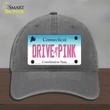 Drive Pink Connecticut Novelty License Plate Hat Unconstructed Cotton / Charcoal