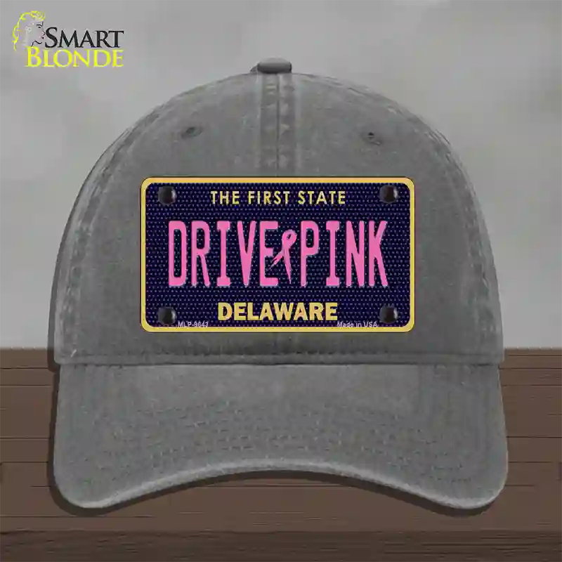 Drive Pink Delaware Novelty License Plate Hat Unconstructed Cotton / Charcoal