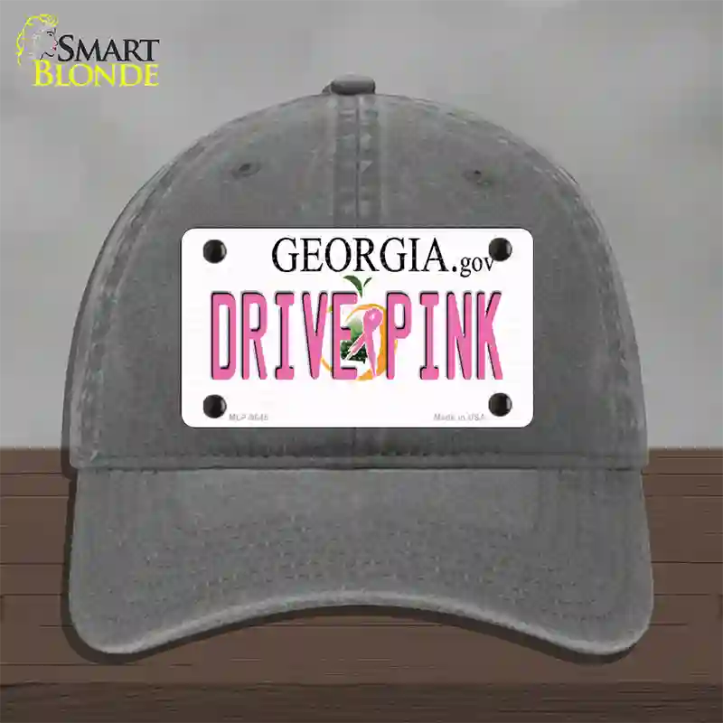 Drive Pink Georgia Novelty License Plate Hat Unconstructed Cotton / Charcoal