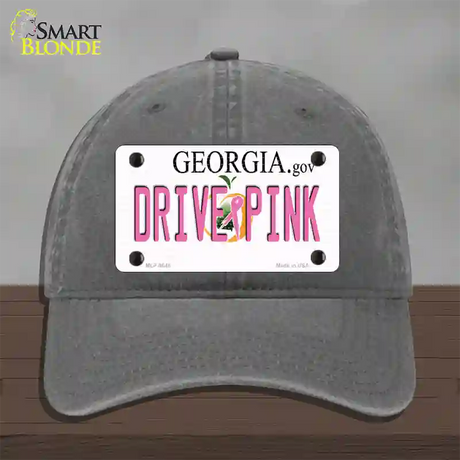 Drive Pink Georgia Novelty License Plate Hat Unconstructed Cotton / Charcoal